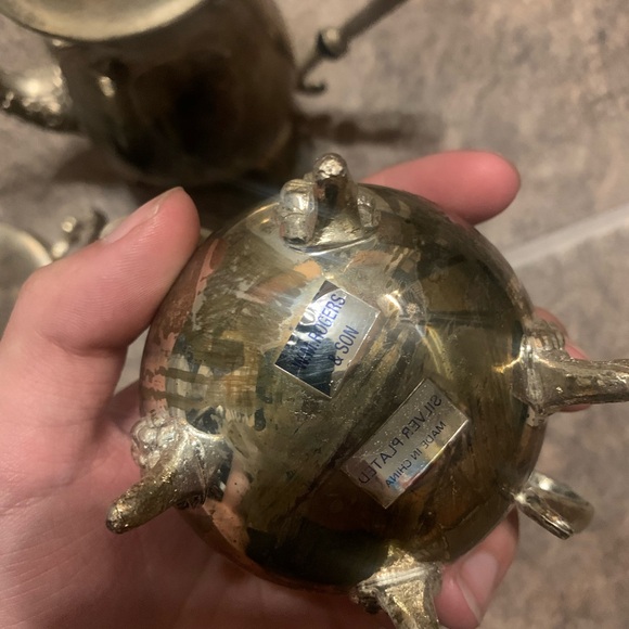 3 piece Vintage Tea Coffee Silverplated Victorian Rose Wm Rogers Creamer Sugar - Picture 9 of 11